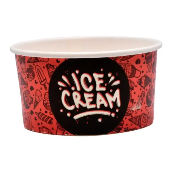 Pahare Carton Roșu Înghețată "Ice Cream" 100cc (25 Buc/Set)