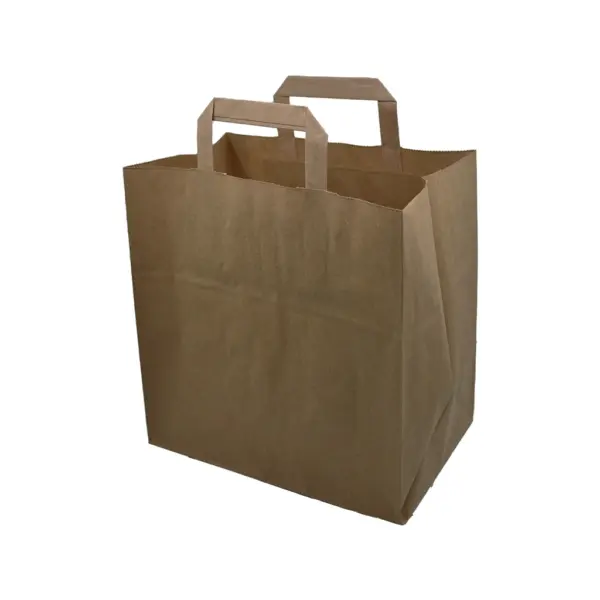 Pungi Hârtie Kraft cu Mâner Plat (250 Buc/Set)