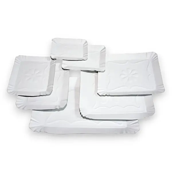 Tăvițe Prăjituri din Carton Alb (100 Buc/Set)