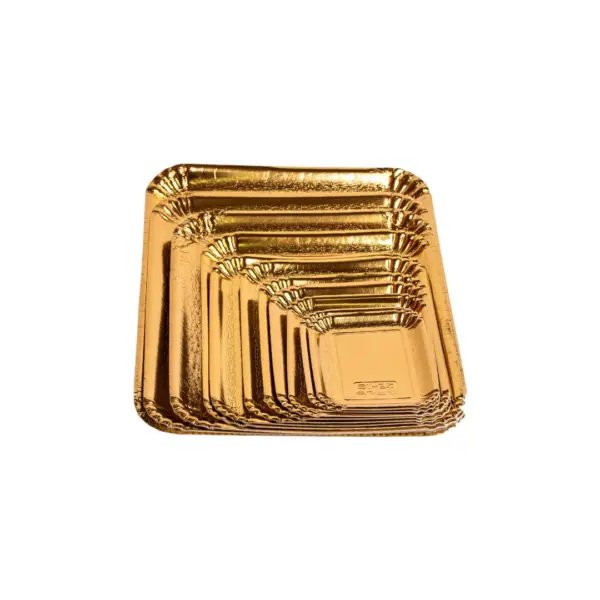 Tăvițe Prăjituri Plastifiate Aurii Lux